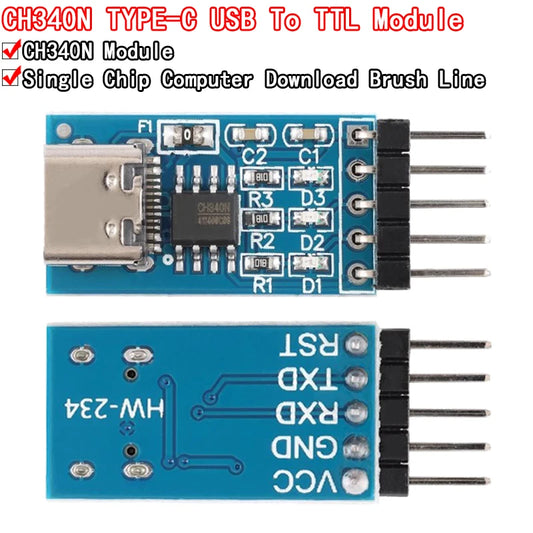 TYPE-C USB to TTL Serial Port CH340N Module CH340 DC 5V/3.3V Upgrade MCU Download Brush Line