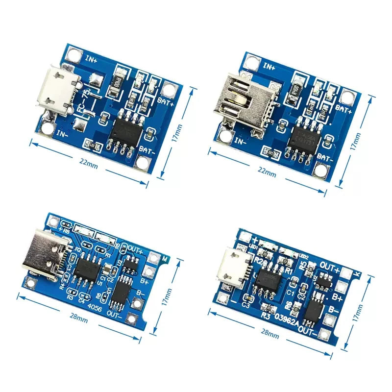 5pcs Micro USB 5V 1A 18650 TP4056 Lithium Battery Charger Module Charging Board With Protection Dual Functions 1A Li-ion