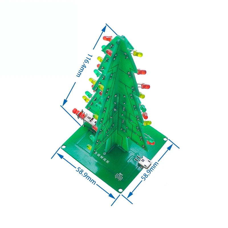 Three-Dimensional 3D Christmas-Tree LED DIY Kit Red/Green/Yellow LED Flash Circuit Kit Electronic Fun Suite