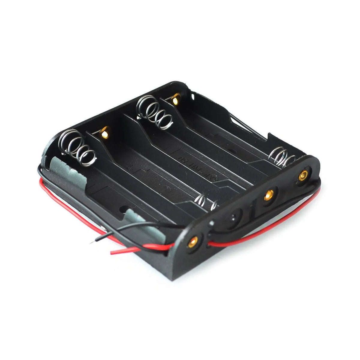 4 x AA Battery Storage Case Plastic Box Holder with 6'' Cable Lead for 4pcs AA Batteries for Soldering Connecting Black
