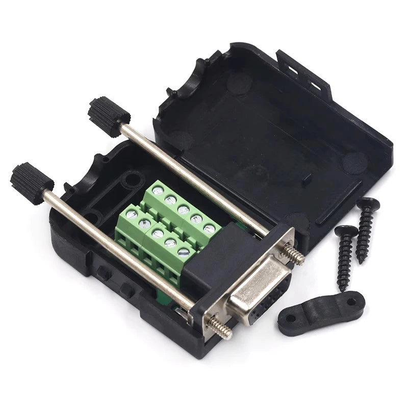 DB9 serial COM transfer-free solder terminals RS232 female connector with back side screw DIY