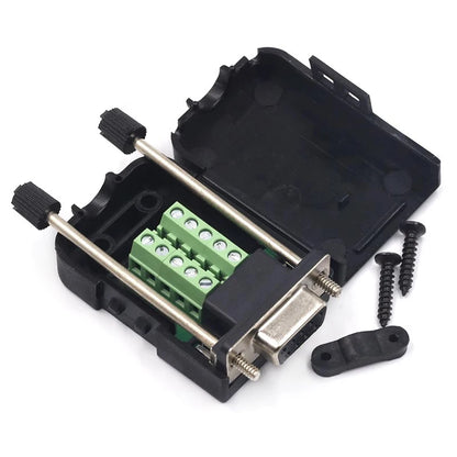 DB9 serial COM transfer-free solder terminals RS232 female connector with back side screw DIY