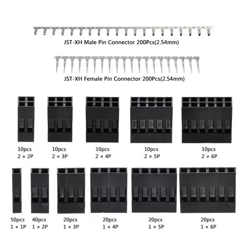 620PCS 2.54mm Terminal Connector pitch Cable Jumper Wire Pin Header Housing Kit Male Crimp Pins+Female Pin Dupont Connector