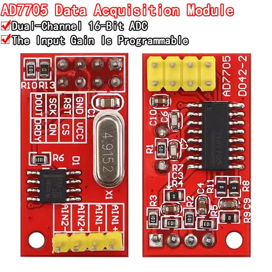 official AD7705 Dual 16 bit ADC Data Acquisition Module Input Gain Programmable SPI Interface TM7705