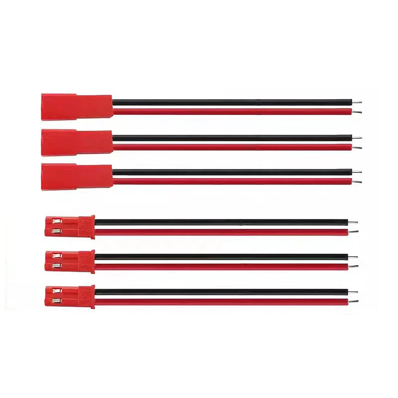 5sets/10pcs of JST-2P female/male socket-to-plug connection cables LED male and female plugs red and black 15CM