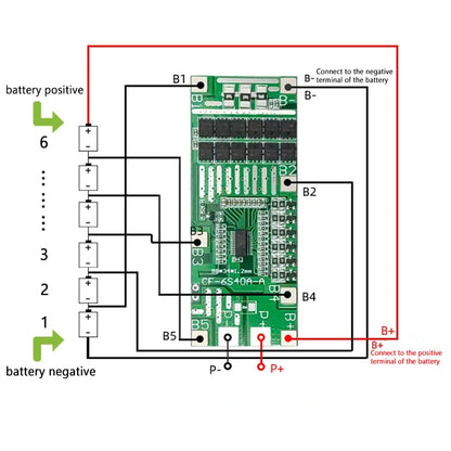 24V 6S 40A 18650 Li-Ion Lithium Battery Poretect Board Solar Lighting Bms Pcb With Balance For Ebike Scooter
