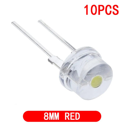 10PCS NEW F8 8mm 0.5W 3.0-3.2V Straw hat LED White Super bright LED lamp Wide Angle Transparent LED Lamp Strawhat LED