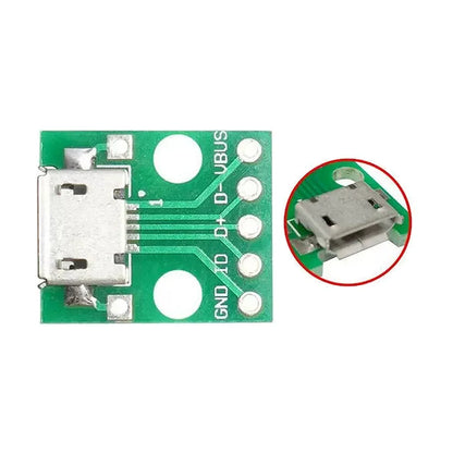 10pcs MICRO USB to DIP Adapter 5pin female connector B type pcb converter pinboard 2.54