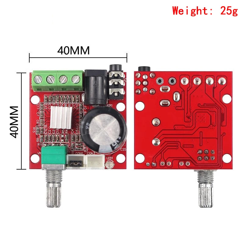 12V Mini Hi-Fi PAM8610 Audio Stereo Amplifier Board 2X10W Dual Channel D Class