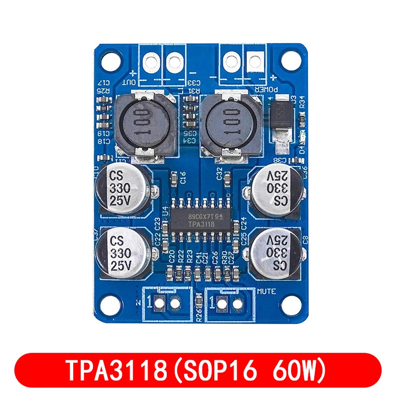 DC 8V-24V TPA3118 60W Mono Digital Audio Power Amplifier Board Amp Module For Arduino