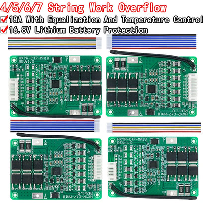 4S/5S/6S/7S BMS 16.8V 21V 20A 18650 Li-ion Lmo Ternary Lithium Battery Charger Protection Board With Balance
