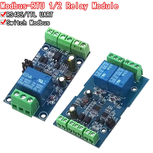 Modbus-Rtu 1/2 Channel 7-24V Relay Module Switch Modbus RTU 4 Channel Relay Output 12V Switch Input 485 Communication TTL Pin He