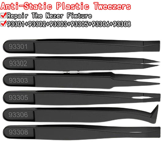 6pcs Anti-static Electronic Tweezers Kit ESD Plastic Forceps PCB Repair Hand Tools Set
