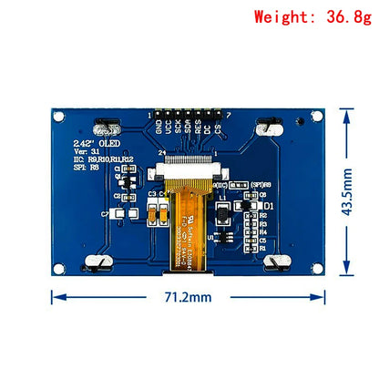 2.42 inch OLED Display Module 128x64 LCD HD Screen Module SSD1309 7 Pin SPI/IIC I2C Serial Interface for Arduino UNO R3