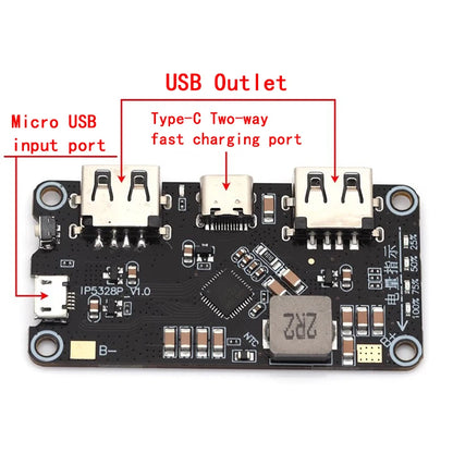 IP5328P Dual USB 18650 Battery Charger Treasure Tpye-c 3.7V Step Up Fast Quick Power bank board QC2.0 QC3.0 module