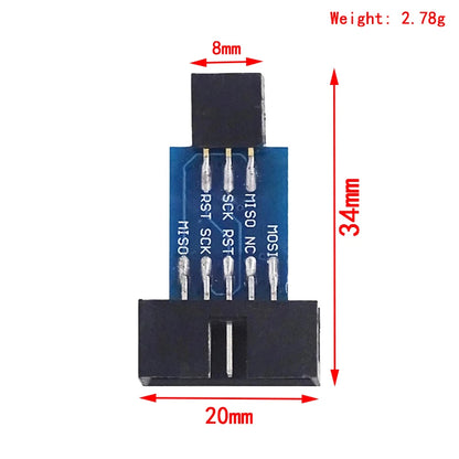 10Pin To 6 Pin Adapter Board + USBASP USBISP AVR Programmer USB ATMEGA8 ATMEGA128 ATtiny/CAN/PWM 10Pin Wire Module DIY