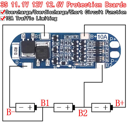 3S 10A Li-ion Lithium Battery 18650 Charger Protection Board 11.1V 12.6V