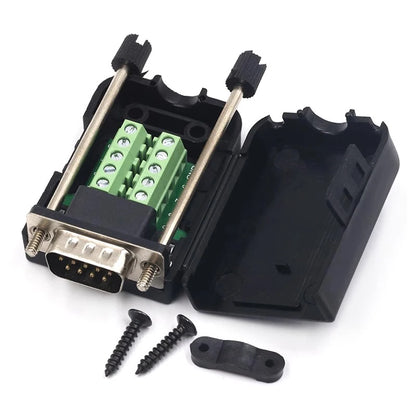 DB9 serial COM transfer-free solder terminals RS232 female connector with back side screw DIY