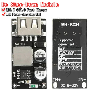 QC3.0 QC2.0 USB DC-DC Buck Converter Charging Step Down Module 6-32V 9V 12V 24V to Fast Quick Charger 3V 5V 12V Circuit Board