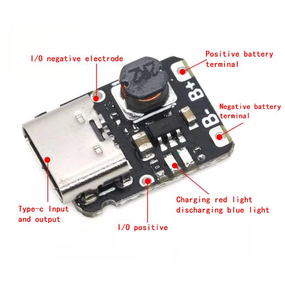5V Charging and Discharging Integrated Module 3.7V 4.2V18650 Lithium Battery Charging Boost Power Board Protection Type-c