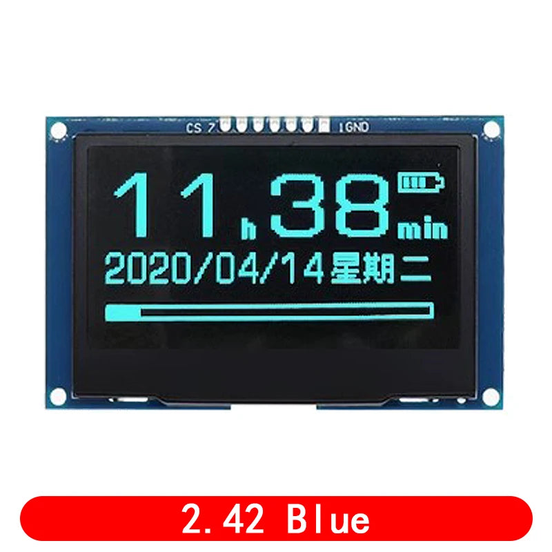 2.42 inch OLED Display Module 128x64 LCD HD Screen Module SSD1309 7 Pin SPI/IIC I2C Serial Interface for Arduino UNO R3