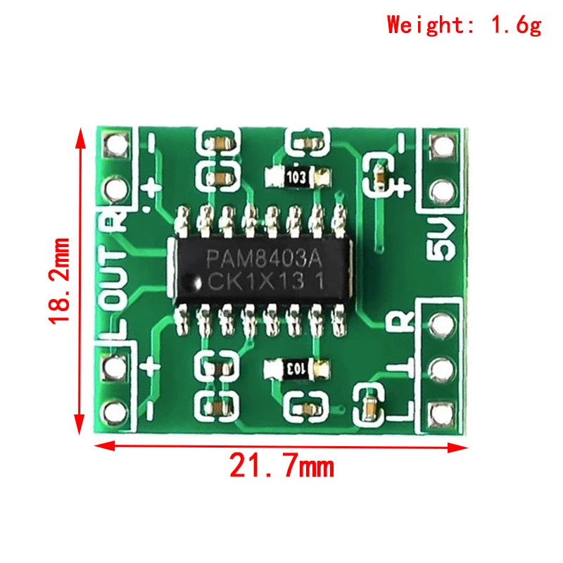 5PCS PAM8403 Super mini digital amplifier board 2 * 3W Class D digital amplifier board efficient 2.5 to 5V USB power supply