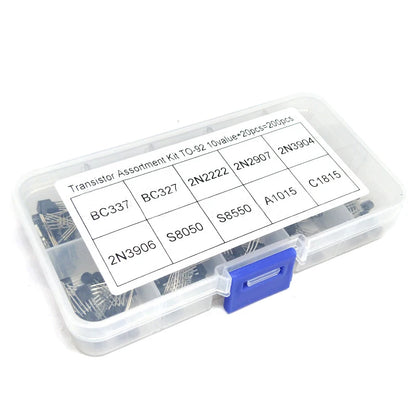 BC337 BC327 2N2222 2N2907 2N3904 2N3906 S8050 S8550 A1015 C1815 10Values*20pcs=200/set Transistors Box Pack Transistor kit TO-92