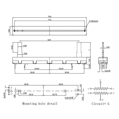 Resistor B103 10K Ohm Potentiometer 10K B10K SC6080GH Slide Adjustment Rotary Carbon Film