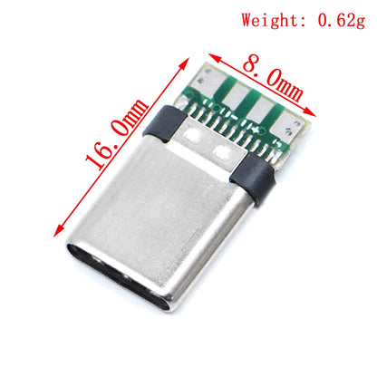 10pcs USB 3.1 Type-C Connector 24 Pins Male / Female Socket Receptacle Adapter to Solder Wire & Cable 24 Pins Support PCB Board