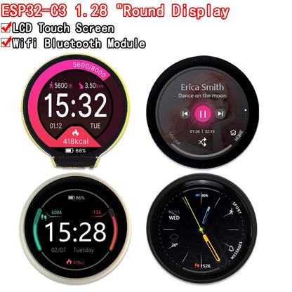 ESP32-C3 1.28 Inch Round Display GC9A01 IPS LCD Screen ESP32 WIFI Bluetooth Development Board Dual Core for Arduino LVGL