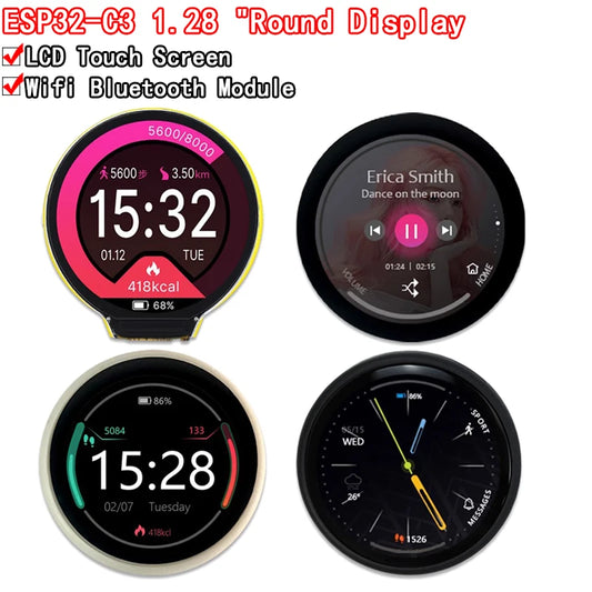ESP32-C3 1.28 Inch Round Display GC9A01 IPS LCD Screen ESP32 WIFI Bluetooth Development Board Dual Core for Arduino LVGL