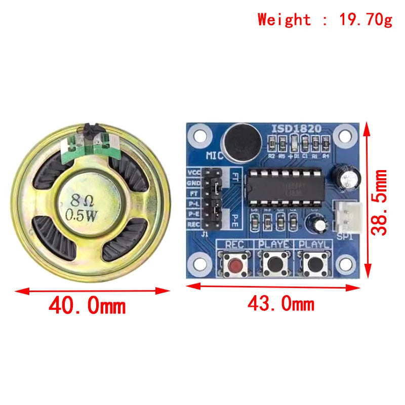 Modulo di registrazione ISD1820 modulo vocale scheda vocale scheda modulo telefono con microfoni + altoparlante