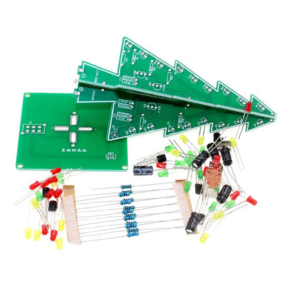 Three-Dimensional 3D Christmas-Tree LED DIY Kit Red/Green/Yellow LED Flash Circuit Kit Electronic Fun Suite