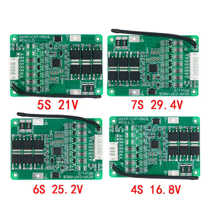 4S/5S/6S/7S BMS 16.8V 21V 20A 18650 Li-ion Lmo Ternary Lithium Battery Charger Protection Board With Balance