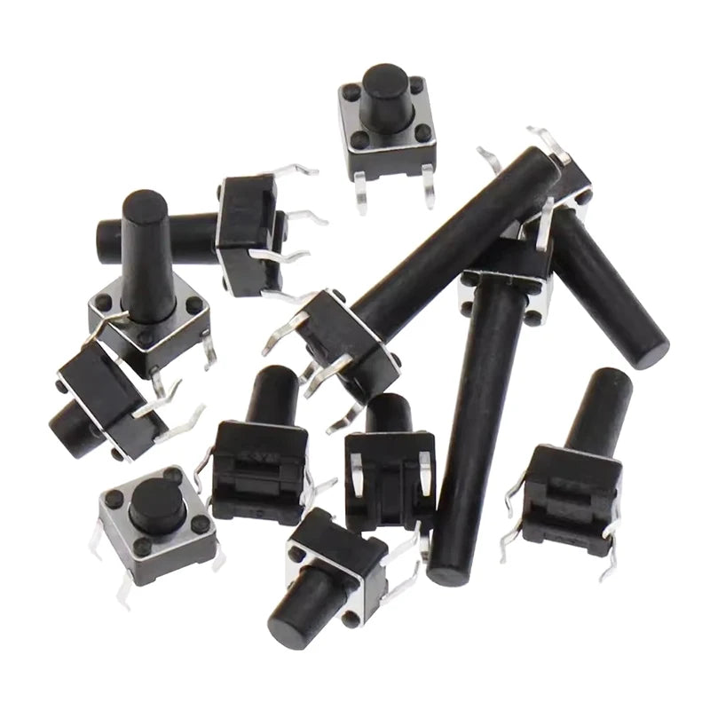 20PCS 4Pin 6*6 Micro Tact Push Button Switches DIP 6x6x4.3/5/6/7/8/9/10/11/12/13/14/15 MM 4.3mm 5mm 6mm 7mm 8mm 9mm 10mm 11mm