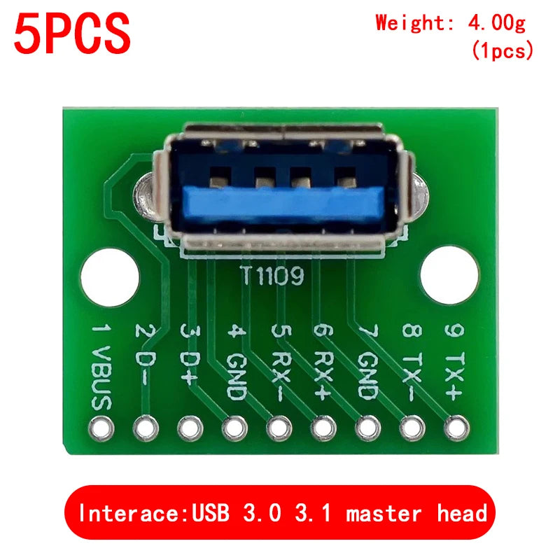 5PCS USB Male Connector / MINI MICRO USB to DIP Adapter female connector 2.54 Connector B Type-C USB2.0 3.0 Female PCB Converter