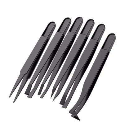 6pcs Anti-static Electronic Tweezers Kit ESD Plastic Forceps PCB Repair Hand Tools Set