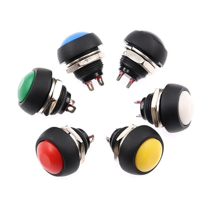 6Pcs Mini 12mm Waterproof Momentary ON/OFF Push Button Round Switch PBS-33B
