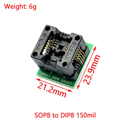 SOIC8 SOP8 to DIP8 Wide-body Seat Wide 150/200mil Programmer Adapter Socket Blue SA602 IC Test Conversion Burner