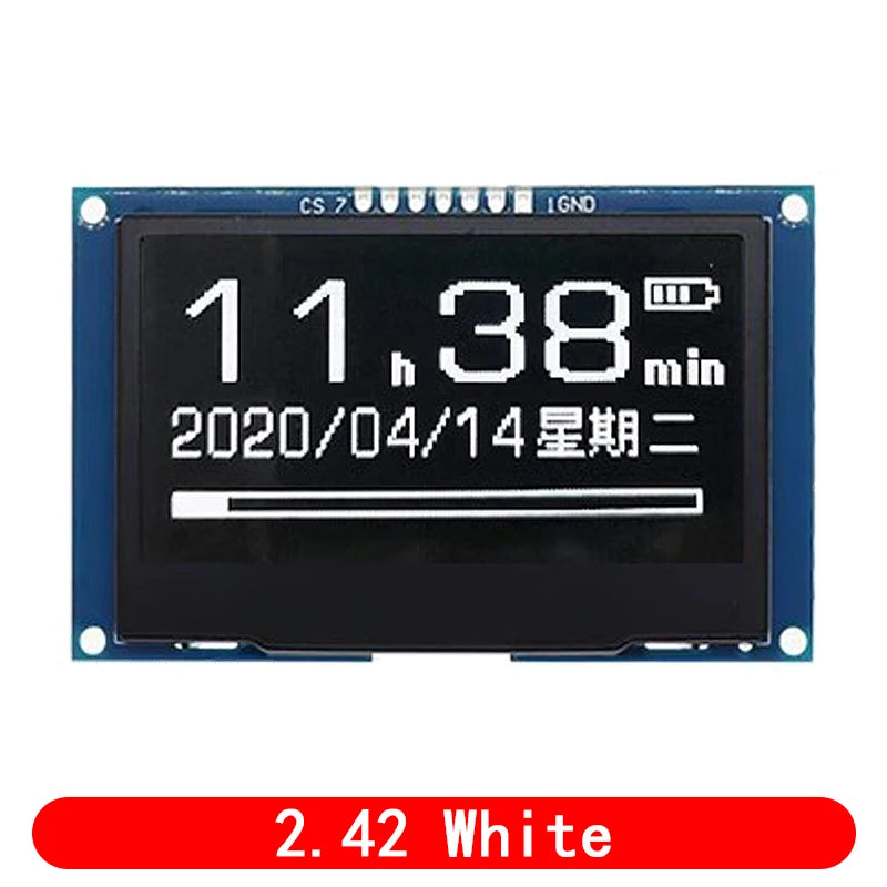2.42 inch OLED Display Module 128x64 LCD HD Screen Module SSD1309 7 Pin SPI/IIC I2C Serial Interface for Arduino UNO R3