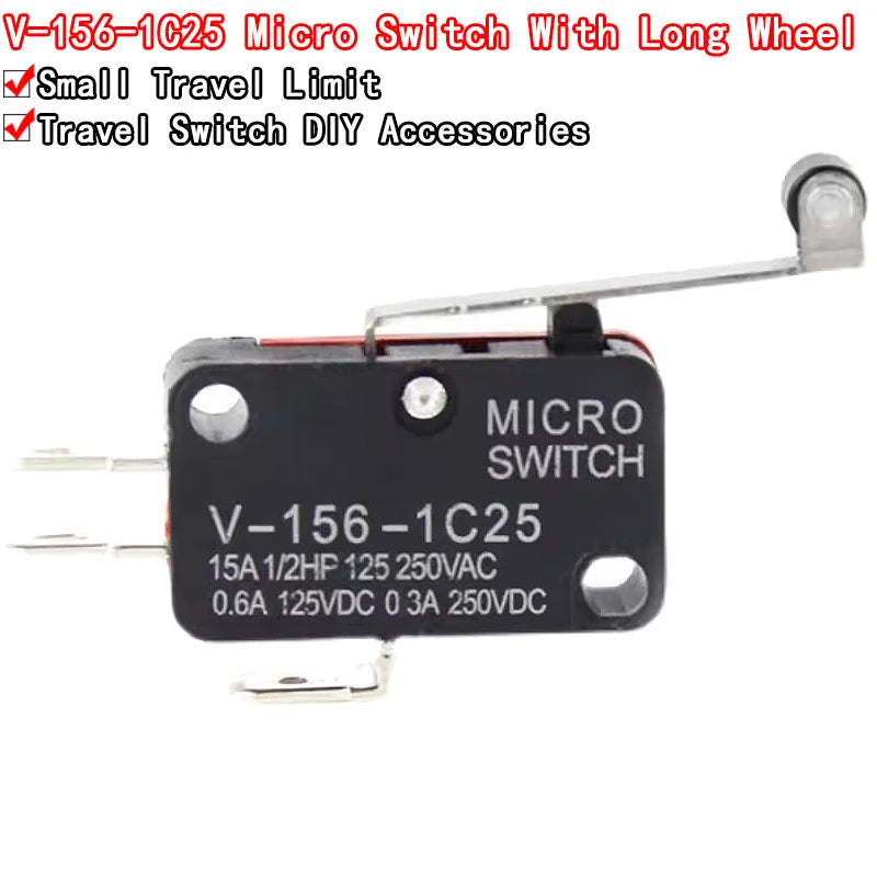5PCS V-156-1C25 15A The micro switch, Push Button SPDT Momentary Snap Action Limit switch, travel switch