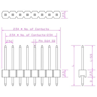 10pcs/lot Hot Sale 40 Pin 1x40 Single Row Male 2.54mm Breakable Pin Header Connector Strip