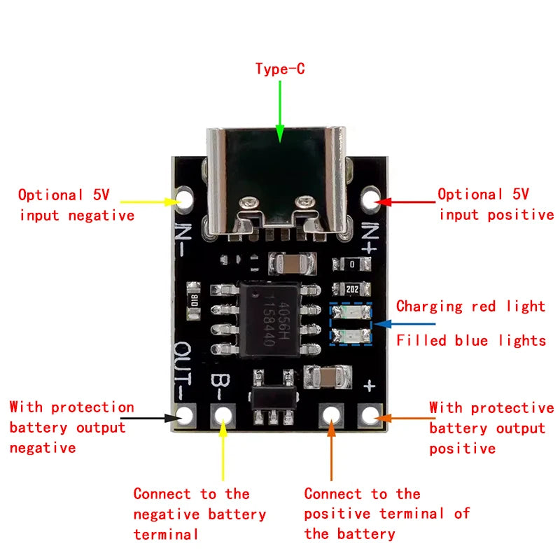 Type-C USB Ultra-Small Lithium Battery Charging Panel 1A Ternary Lithium Battery 3.7V 4.2V Charger Module With Protection Board
