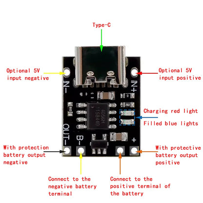 Type-C USB Ultra-Small Lithium Battery Charging Panel 1A Ternary Lithium Battery 3.7V 4.2V Charger Module With Protection Board