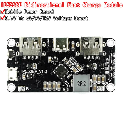 IP5328P Dual USB 18650 Battery Charger Treasure Tpye-c 3.7V Step Up Fast Quick Power bank board QC2.0 QC3.0 module