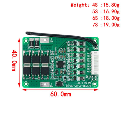 4S/5S/6S/7S BMS 16.8V 21V 20A 18650 Li-ion Lmo Ternary Lithium Battery Charger Protection Board With Balance