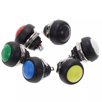6Pcs Mini 12mm Waterproof Momentary ON/OFF Push Button Round Switch PBS-33B