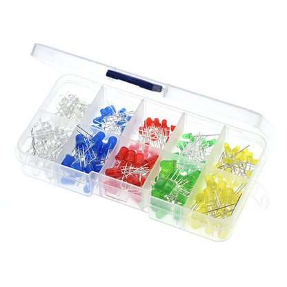 200PC/Lot 3MM 5MM Led Kit With Box Mixed Color Red Green Yellow Blue White Light Emitting Diode Assortment 20PCS Each New