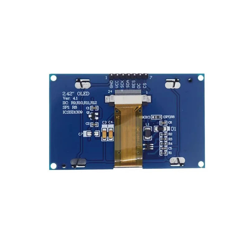 2.42 inch OLED Display Module 128x64 LCD HD Screen Module SSD1309 7 Pin SPI/IIC I2C Serial Interface for Arduino UNO R3