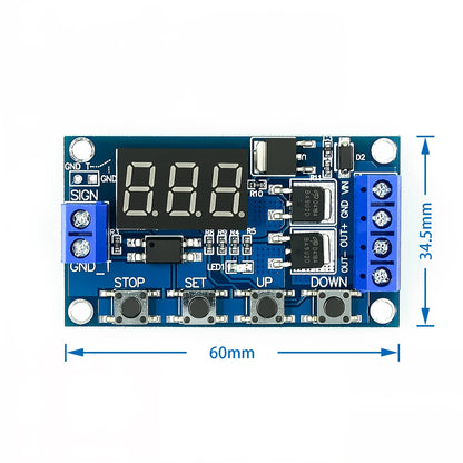 DC 12V 24V Dual MOS LED Digital Time Delay Relay Trigger Cycle Timer Delay Switch Circuit Board Timing Control Module DIY